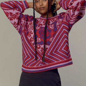 FARM RIO size M excellent condition x Anthropologie Bandana Crew Neck Sweater L